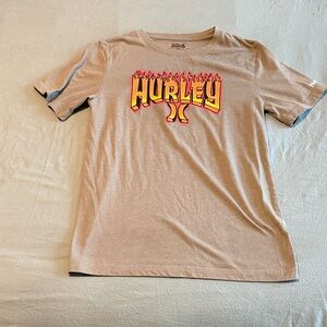 Hurley Beige Tee with Flame Graphic